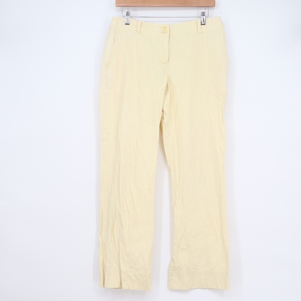 Hillard & Hanson Womens Size 6 Pale Yellow Stretch Cotton Straight Leg Pants